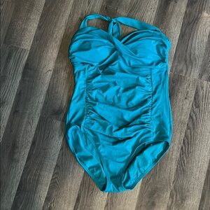 Jantzen Teal Ruched One Piece Swimsuit